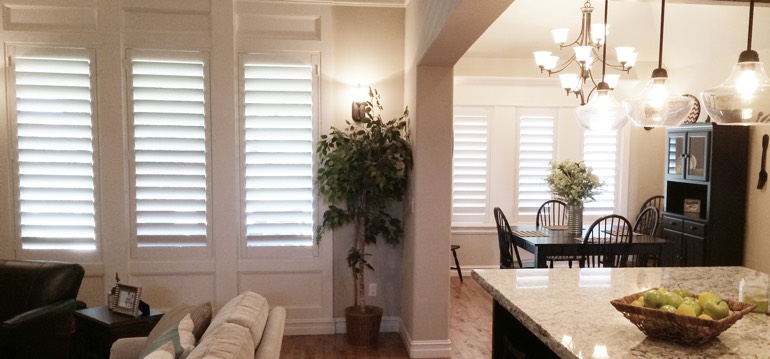 St. George shutters in kitchen and living room